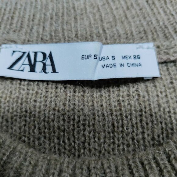 ZARA Wool Alpaca Blend Lightweight Base Layer Ruffled Hem Sweater Women's Small - Picture 6 of 10